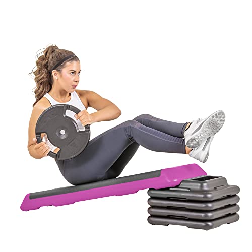Freestyle STEP Pink Aerobic Platform with Risers - 43" Exercise Stepper for Cardio Workout