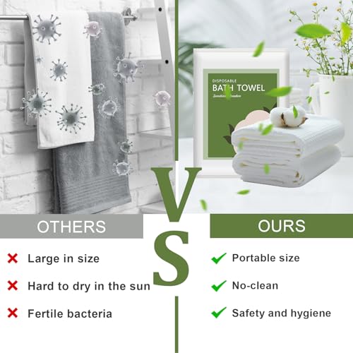 Disposable Bath Towels 5 Pack - Ultra Soft, Quick Dry Travel Body Towels