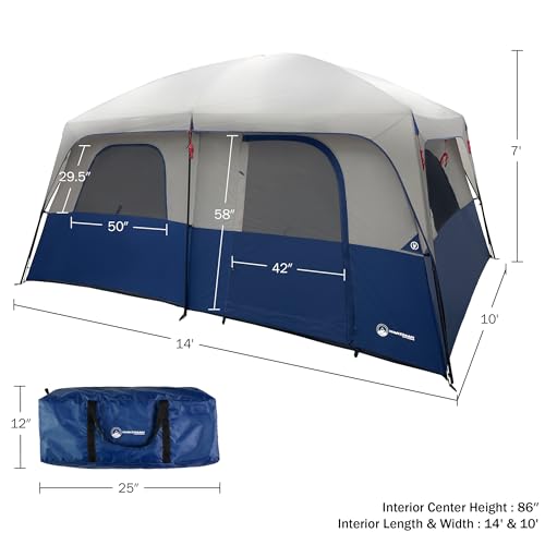 10 Person Camping Tent with Rainfly - Large Family Cabin Tent for Outdoors