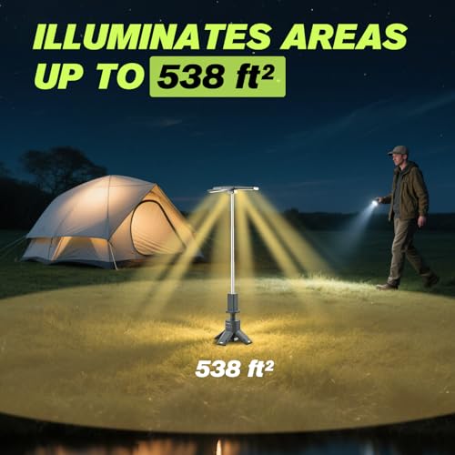Dark Gray Portable Camping Lantern with 14000mAh Battery, Telescopic & Dimmable Light