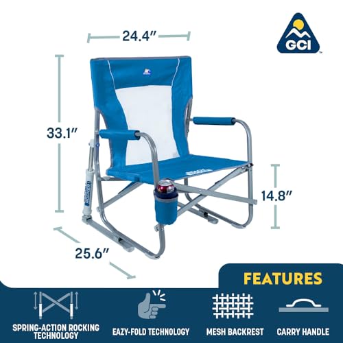 Portable Folding Beach Rocking Chair with Cup Holder - Saybrook Blue