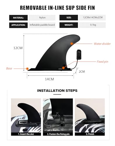 Detachable SUP Single Fin and Small Side Fin for Paddleboard Longboard Surfboard - Quick Install