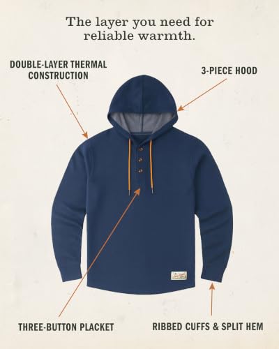 Field & Stream Men's Double Reed Hoodie XL Navy Blue Thermal Casual Sweatshirt