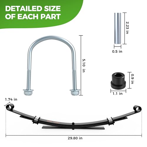 Heavy Duty Rear 4-Leaf Spring Kit for Club Car Golf Carts 1982-Up