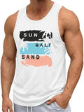 Runcati Mens Sleeveless Hawaiian Beach Tank Top Large White