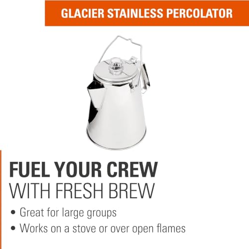 GSI Outdoors 14-Cup Glacier Stainless Steel Percolator Coffee Pot for Camping & Stove
