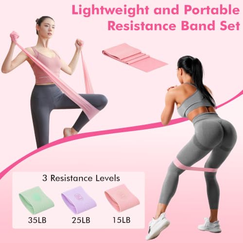 Pink Pilates Equipment Kit for Women, 19 Pieces Home Workout Set