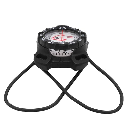 Scuba Dive Compass with Glow Dark Face Waterproof to 230ft - Bungee Mount