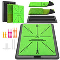 Golf Hitting Mat with Dual Turf and Track for Swing Feedback Practice - 16x12 Inches