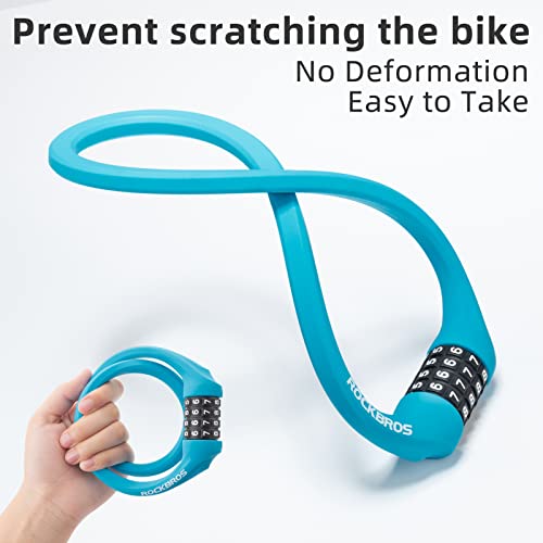 Blue Bike Cable Lock with 4-Digit Combination Anti-Theft Lightweight 1.83ft