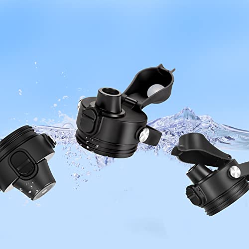 BIJISI Auto Spout Lid for YETI Rambler Bottles 18/26/36/64 oz - Black, Pack of 2