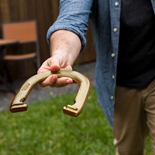 Deluxe Horseshoe Set with Steel Shoes, Stakes & Carrying Case - Traditional Outdoor Lawn Game