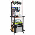 Heavy Duty 3-Tier Fishing Rod Storage Rack with Pegboard and Hooks