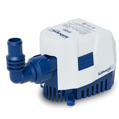 Attwood Sahara MK2 S500 12V Automatic Bilge Pump 500 GPH with Fittings - Replacement for 4505-7