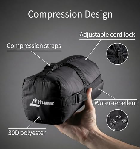Litume Fleece Sleeping Bag Liner for Cold Weather - Dark Blue Grey Zipper, Adds 27F
