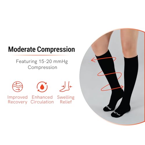 Large 4 Pairs Compression Socks - 15-20mmHg Support for Men & Women