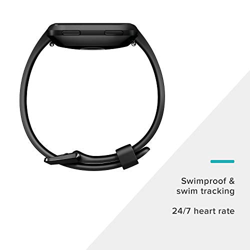 Fitbit Versa Smart Watch Black Aluminum One Size Fitness Tracker with Bands