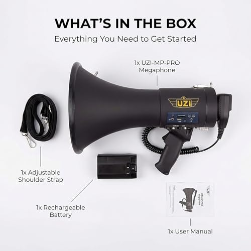 Uzi Square Bluetooth Megaphone 50W Loud Power Horn for Outdoor & Emergency Use