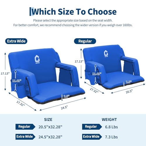 Wide Stadium Bleacher Seat with Back Support & Padded Cushion - Adjustable Reclining Football Chair with Cup Holders & Storage