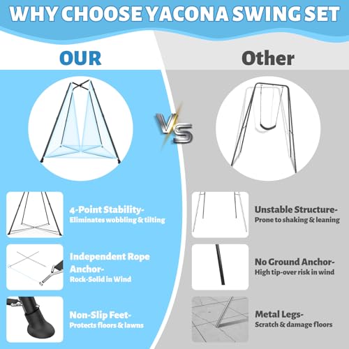 COZEER Blue Color-Block Sensory Swing with Stand for Kids & Adults, 330 lbs