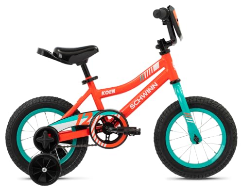 Schwinn Koen 12-inch Kids Bike Red with Training Wheels for Beginners