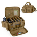 Khaki Gun Range Bag for 5 Handguns with Multiple Pockets & Molle Webbing