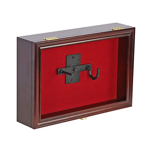 Mahogany Finish Wall Mount Gun Display Case with Lock & UV-Protected Acrylic Door