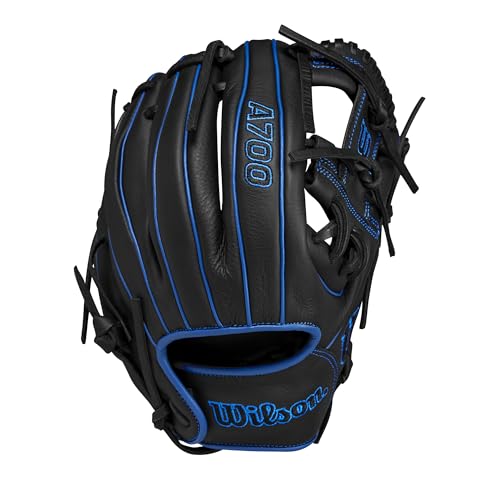 Wilson A700 11.25" Infield Baseball Glove Black/Royal Right Hand Throw - Multiple Styles & Sizes