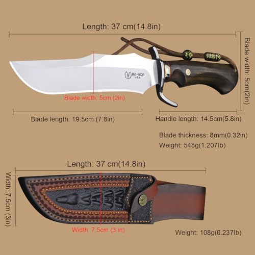 9Cr18MoV Steel Bowie Knife with Sandalwood Handle and Sheath – Outdoor Survival & Hunting Tool