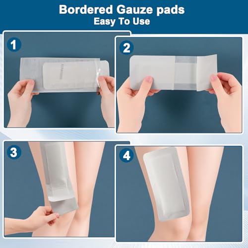 20 Pack Breathable Adhesive Gauze Pads for Wound Care 4x10 Inch