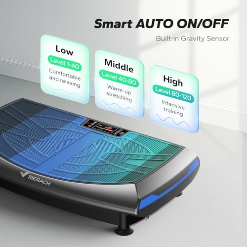 MERACH 4D Vibration Plate Exercise Machine Grey - 450lbs Capacity, 120 Speeds
