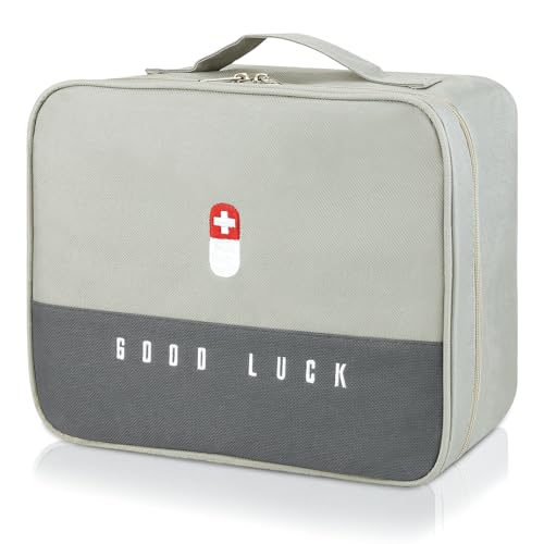 Multifunction First Aid Bag - Waterproof Emergency Medical Storage for Outdoor Camping Hiking Travel Light Grey