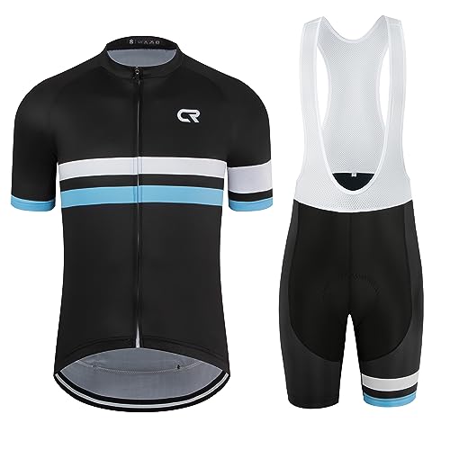 Cycling Jersey Set Men's Road Bike Jersey & Bib Shorts - Medium Black Blue