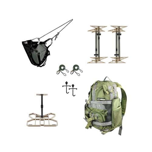 Tan Saddle Hunting Kit with Platform and Climbing Sticks - Full System