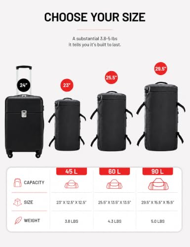 MIER Large Travel Duffle Bag Backpack 45L Black Convertible Gym Sports