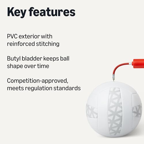 Indoor Outdoor Volleyball Size 5 with Pump - PVC Exterior, Reinforced Stitching