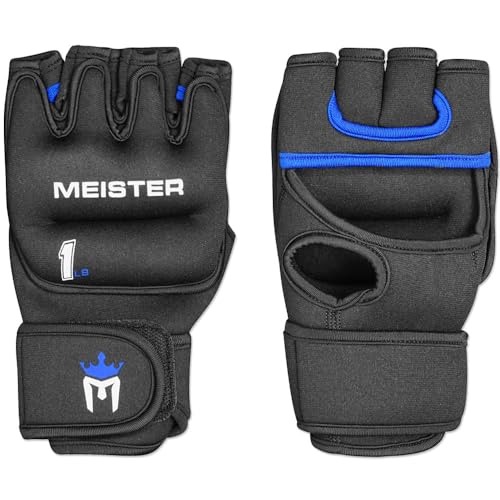 Weighted Gloves for Cardio & Heavy Hands - 1lb Black with Blue Variation