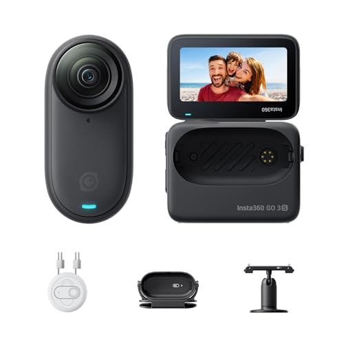 Insta360 GO 3S Action Camera - 128GB Black Portable 4K Vlogging, Waterproof, Stabilization, Bundle