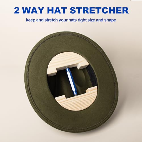 Adjustable Wooden Hat Stretcher for Fitted Caps - Round Square Blue / Large