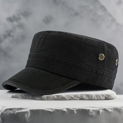 Army Cadet Cap for Men & Women Military Flat Top Baseball Hat Black