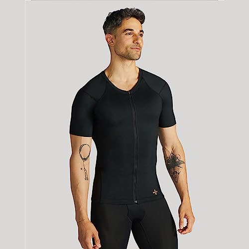 Tommie Copper Men's X-Large Short Sleeve Compression Shirt with Front Zipper - Black
