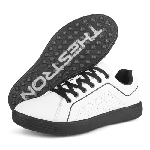 Men's Golf Shoes Non Slip Casual Lightweight Sneakers - White Black 11.5