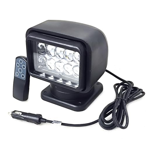 6 Inch 50W LED Search Light with Remote & Magnetic Base - Black