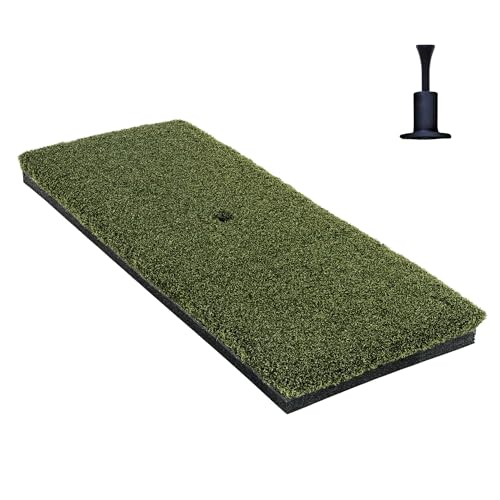 Golf Hitting Strip 10x24 Inch Practice Turf with Tee Insert - Realistic Fairway Feedback