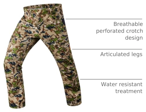 Men's Lightweight Hunting Pants with 4-Way Stretch Water-Resistant Breathable - Highland 32W x 32L