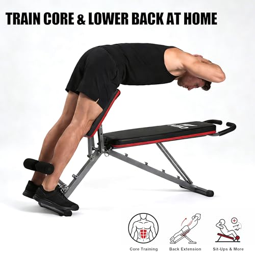 Adjustable Foldable Exercise Bench for Full-Body Home Workout – Hyperextension & Core Training