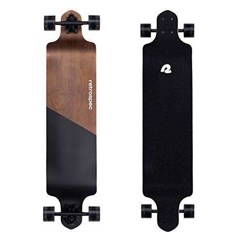 Drop Down Longboard Skateboard - 41-Inch Wide Stable Deck, Black Edge Variation