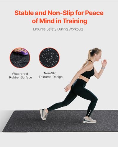 VEVOR Black & White Interlocking Gym Floor Tiles 25L x 25W x 0.56In, 100 sq ft Home Workout Mat Set