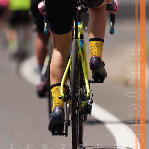 Cycling Socks 6 Pairs Men Women Funny Crew Socks - Gifts