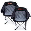 Black 2 Pack Heavy Duty Folding Camping Chairs - Padded & Wide Seat, Supports 500lbs